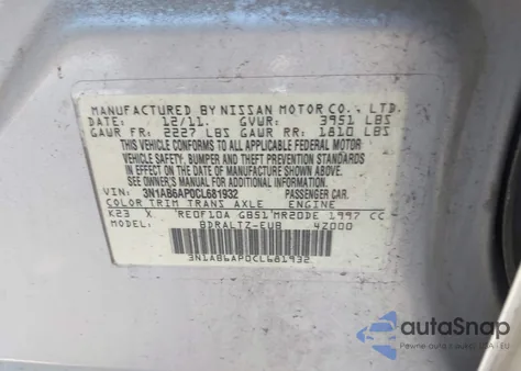 2012 Nissan Sentra 2.0 S from USA, damaged, VIN 3N1AB6AP0CL681932